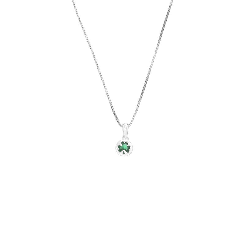 Grá Collection Shamrock Stud With Green Stone Pendant Sterling Silver